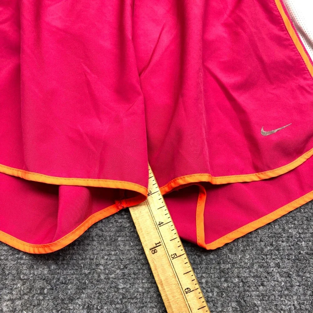 Nike Dri-FIT Womens Pink Orange White Mesh Running Training Shorts Small